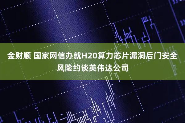 金财顺 国家网信办就H20算力芯片漏洞后门安全风险约谈英伟达公司