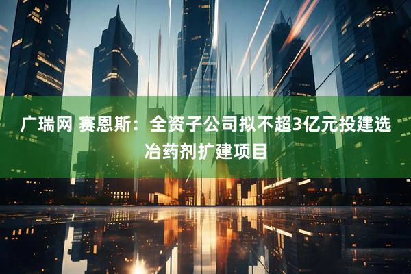 广瑞网 赛恩斯：全资子公司拟不超3亿元投建选冶药剂扩建项目